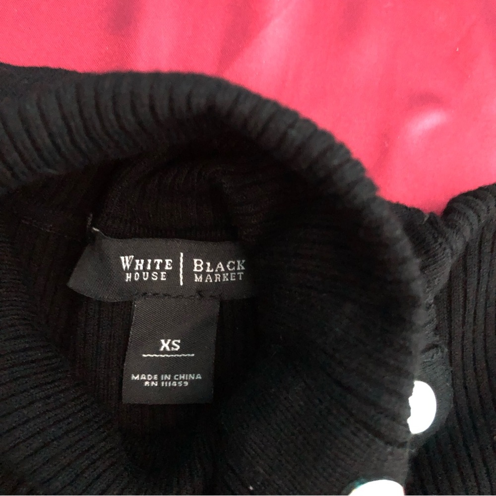 White House Black Market (WHBM) Black Button Detail Turtleneck Sweater - Picture 7 of 9